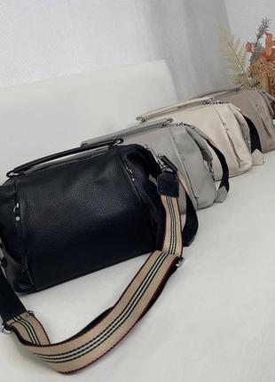 Жіноча стильна та якісна сумка з натуральної шкіри 4 кольора