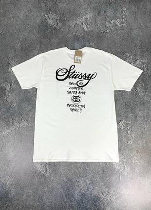 Оригинальные новая футболка stussy world tour белая черная
