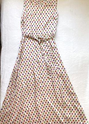 Шикарное платье нарядное сатиновое antonello serio премиум италия принт ромбы р. м