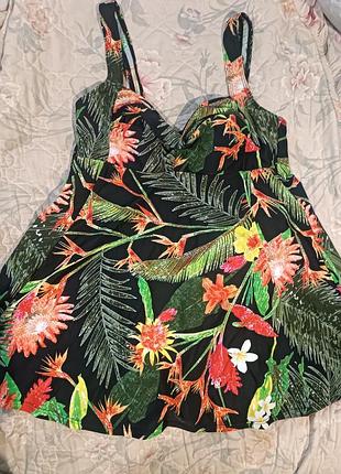 Шикарний яскравий стильний купальник - сукня, танкіні у басейн чи пляж