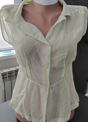Блуза топ напівпрозора лімон шовк