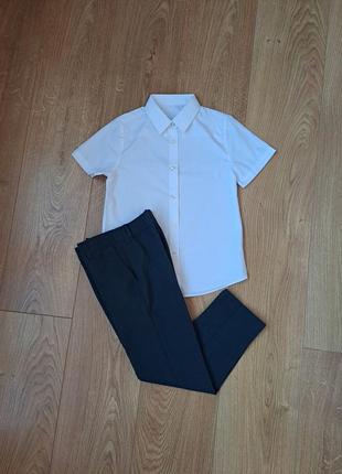 Костюм/нарядный набор/синие брюки/белая рубашка с коротким рукавом для мальчика