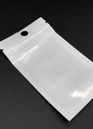 Зіп-лок пакет із zip-замком і підвісом поліпропіленовий 6х10 см. 100шт/уп. біло-прозорі європакети струна1 фото