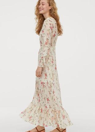 Изысканное шифоновое ярусное цветочное платье-макси в бохо этно стиле h&amp;m
