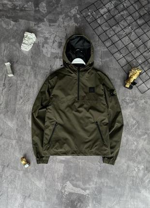 Мужская ветровка анорак stone island черная с капюшоном s