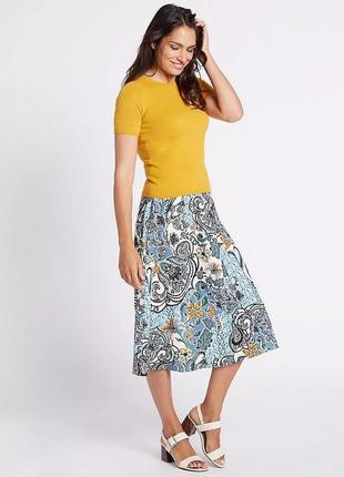 .новая брендовая юбка миди "marks & spencer" с растительным принтом. размер uk16/eur44.