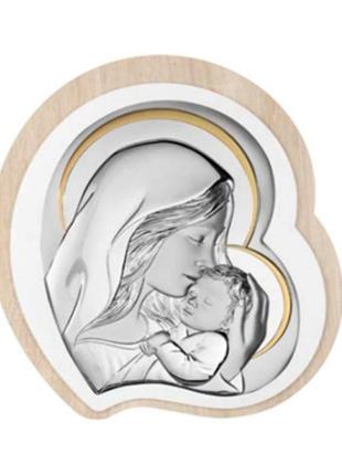 Срібна ікона діва марія з немовлям (11 x 12 см) atelier ae1101/1