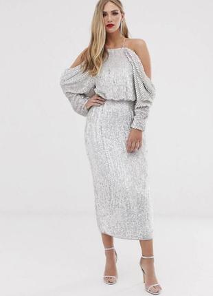 Шикарное платье полностью обшитое пайетками asos disign