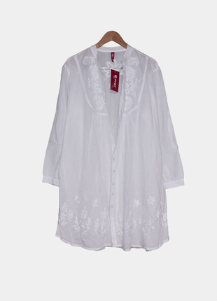 Туніка сорочка білого кольору з вишивкою на великий розмір