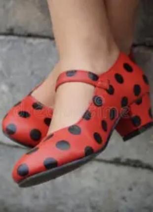 Туфельки красные в горошек для фламенко или карнавального костюма цыганочки (испания)
