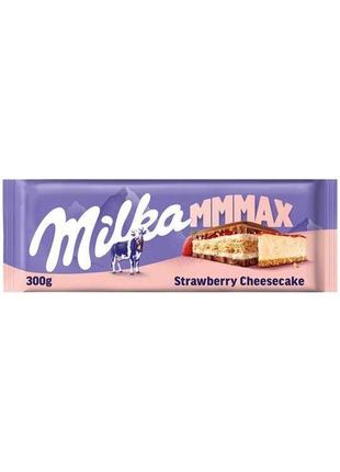 Шоколад молочний milka strawberry cheesecake 300 г (7622210678171)