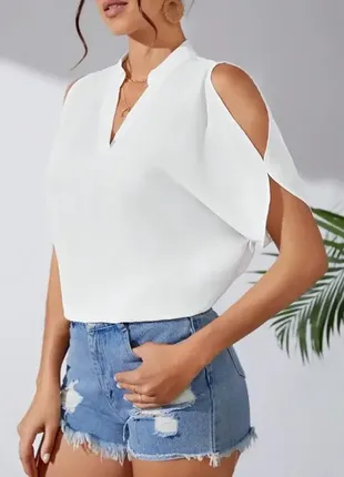 48-50 біла блузка з коротким рукавом пряма легка літня
