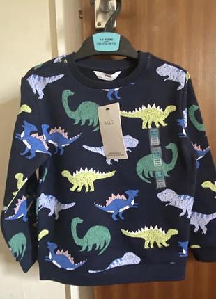 Новий теплий свитшот m&s худи толстовка реглан кофта на 2 3 4 5 роки