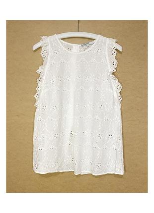 L-xl next біла натуральна блуза прошва блузка бавовна літня тонка гудзики на спині