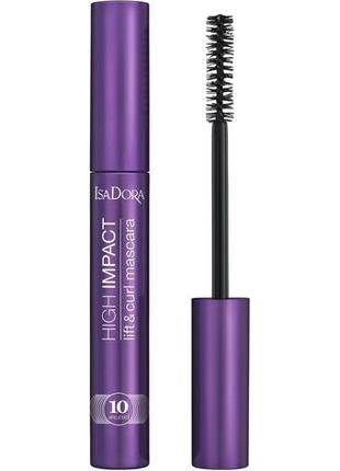 Об'ємна і підкручувальна туш для вій isadora 10 sec high impact lift & curl mascara 30 black