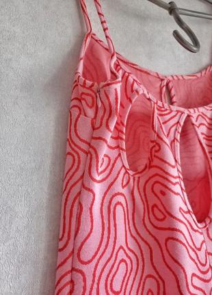 Розовое миди платье zara из коллекций barbie. жаккардовое миди платье на тонких бретелях zara9 фото