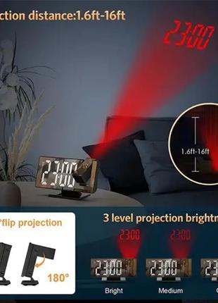 Часы зеркальные с проектором времени настольные led vst-3618lp,  часы с проектором8 фото