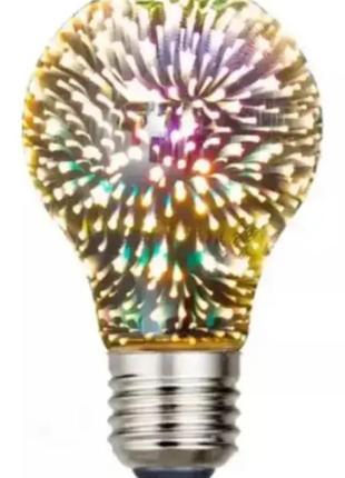 Лампа светодиодная энергоэффективноя 5 вт, led лампочка декоративная с эффектом фейерверка 3d, a60 цоколь e273 фото