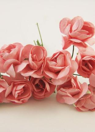 Троянда помаранчева поліуретанова на дроті 12шт/пучок для рукоділля, хобі, декору1 фото