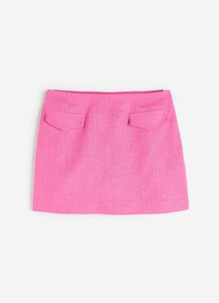 Розовая мини юбка из льна от h&amp;m