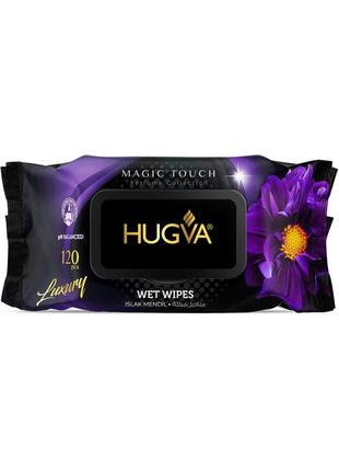 Серветки вологі hugva luxury magic touch з клапаном 120 шт (8680731427011)