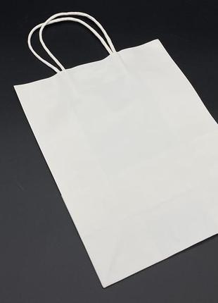 Екопакети з ручками під логотип подарункові колір білий. 21х27х11см