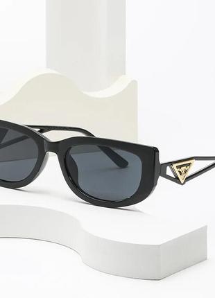 Тренд стильні жіночі чорні сонцезахисні окуляри сонячні очки коштяче око антиблик