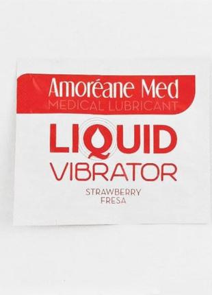 Пробник лубриканту з ефектом вібрації amoreane med liquid vibrator strawberry (2 мл)
