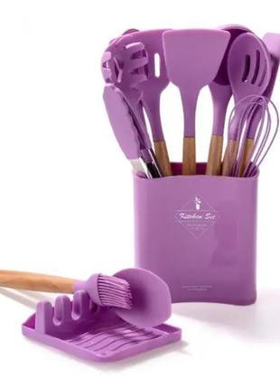 Набор силиконой кухоной утвари (12 предметов) zepline zp 053 цвет фиолетовый2 фото