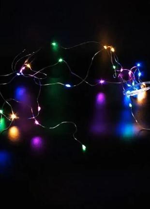 Гірлянда працює від батарейок і usb різнобарвний 3m 30 led мідного дроту крапля роси8 фото