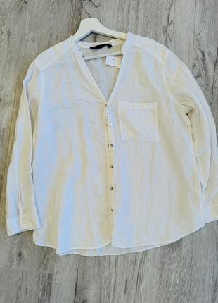 Рубашка блуза сорочка zara льон лляна льняна5 фото
