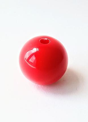 Намистина акрилова finding кругла куля глянцева червона 14 мм діаметр ціна за 1 штук