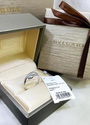 Серебряное кольцо булгари bulgari змея змейка с камнями классика стильное тренд серебро проба 925 новое с биркой