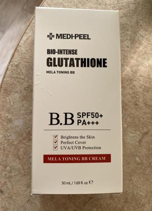 Тонизирующий солнцезащитный крем с осветляющим эффектом medi-peel bio-intense glutathione mela toning sun cream spf 50+ pa++++, 50мл