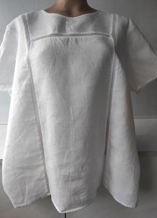 Брендовая оригинальная блуза оверсайз из натурального льна f&f collection размер 18(46).