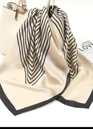 Жіноча шаль штучний шовк сатиновий великий палантин шарф графічний принт у смужку