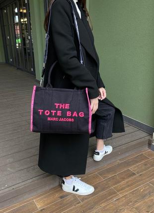 Женская сумка marc jacobs the large tote bag black/pink
