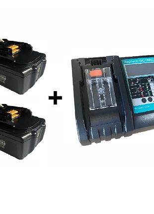 Набір з двох акумуляторів та зарядного пристрою li-ion bl1850b 90wh + 90058-ch dc18rc для makita