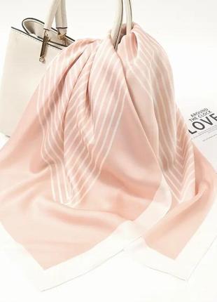 Жіноча шаль штучний шовк сатиновий великий палантин шарф графічний принт у смужку