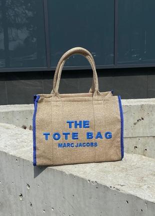 Жіноча сумка marc jacobs the large tote bag beige/blue