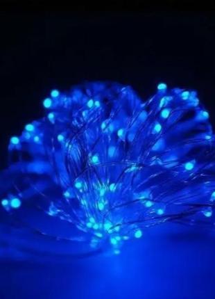 Гирлянда от батареек и usb на медной проволоке 30 led 3m синя (капля росы) b blue3 фото