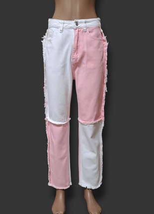 Стильные двухцветные джинсы брюки