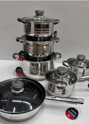 Набор посуды с 9-слойным дном из нержавеющей стали (12 предметов) banoo bn50012 фото