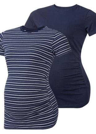 Набір футболок для вагітних 2 шт esmara, розмір s, xl, темно синій і в полоску