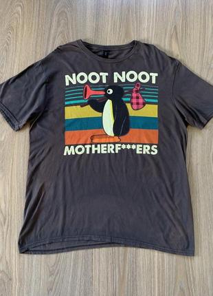 Чоловіча бавовняна футболка з принтом noot noot motherfuckers