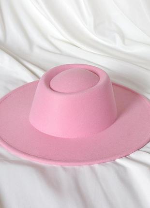 Шляпа канотье унисекс с круглой тульей и широкими полями 9,5 см розовая10 фото