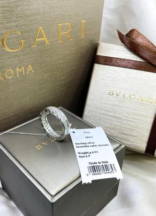 Серебряное кольцо булгари bulgari широкое массивное с логотипом надписью с камнями классика стильное тренд серебро проба 925 новое с биркой