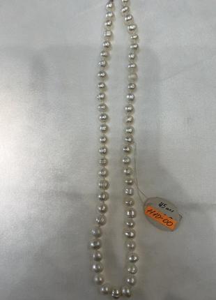 Ожерелье из белых природных жемчужин 60 см