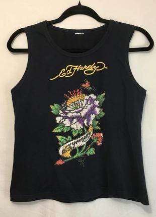 Темно-синя вінтажна майка ed hardy vintage