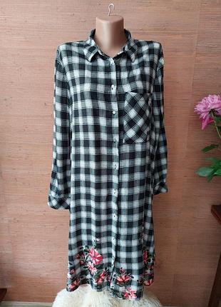 🩵💕🩵 легкое мягкое платье в клетку низ цветы